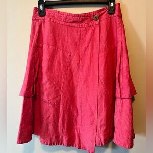 Anthropologie Postmark red denim colored wrap skirt with side pockets. Size 6